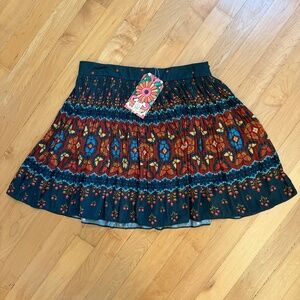 NWT Farm Libali Pleated Mini Skirt Blue Butterfly Small